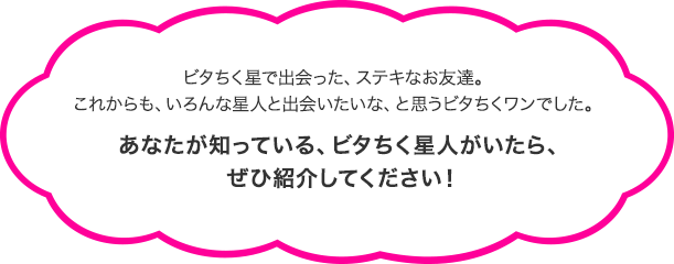 あなたが知っている、ビタちく星人がいたら、ぜひ紹介してください！